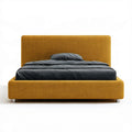 Łóżko tapicerowane z tkaniny 160 x 200 cm musztardowe