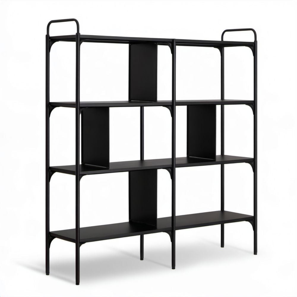 Czarny metalowy regał biblioteczny 120 x 35 x 180 cm